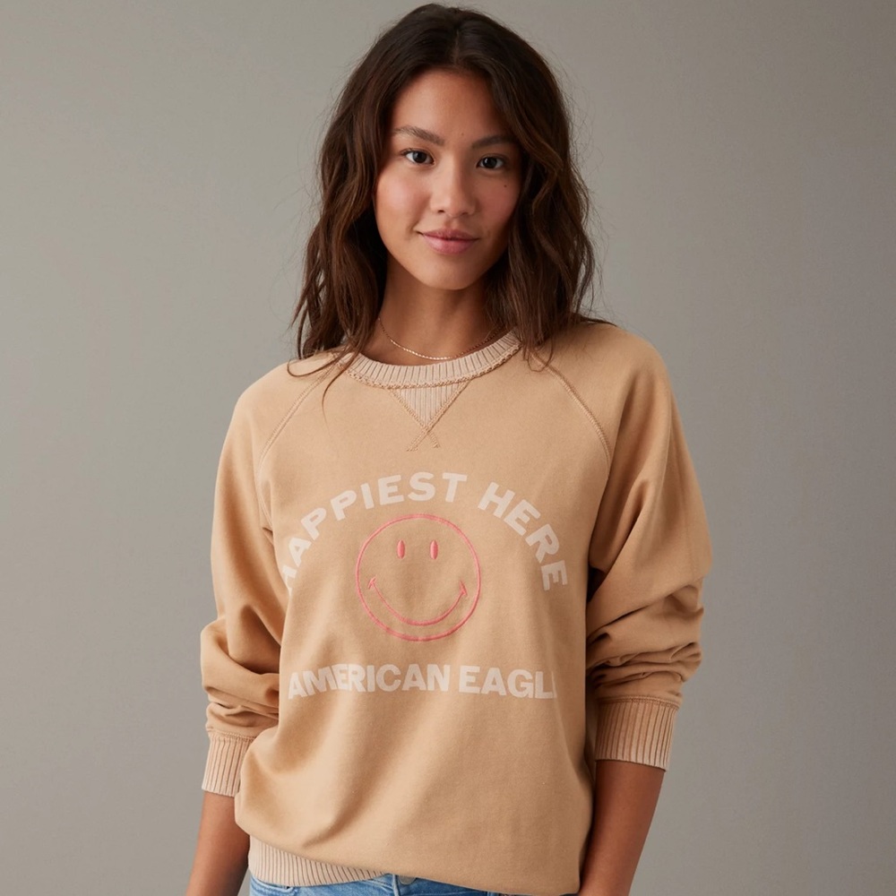 EUC AE Funday Graphic Raglan-Sleeve Sweatshirt size L
